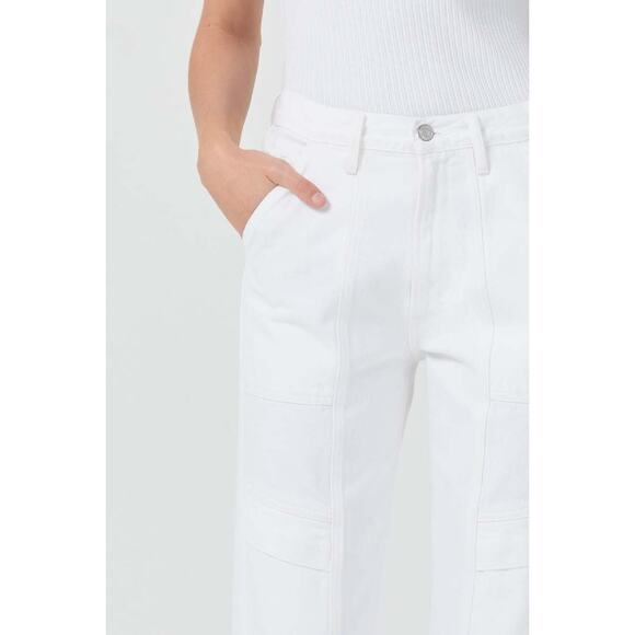 AGOLDE Cargo-Jeans Cooper Straight Leg High Rise Relaxed Milkshake Wash Size 31 - Picture 8 of 16